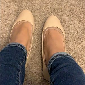 Express Patent Leather Cream Flats